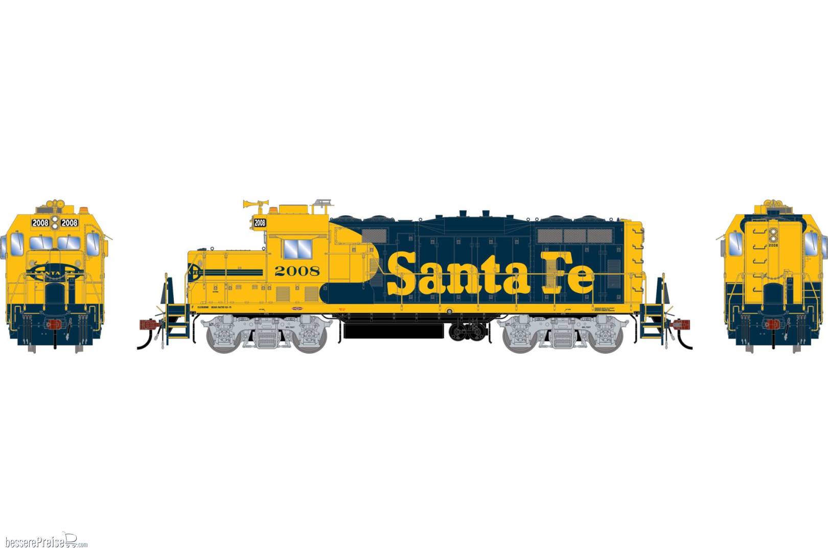 HO GEN GP7u Locomotive ATSF #2008