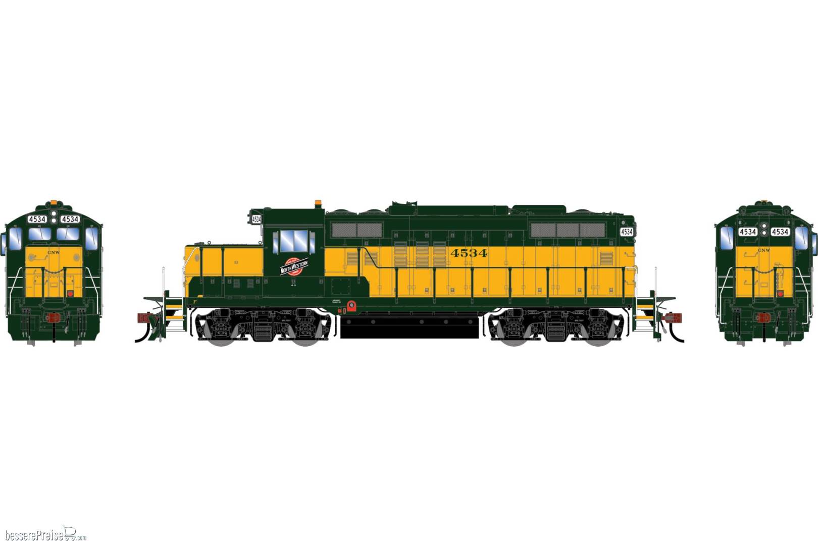 HO GEN GP9R Locomotive CNW #4534