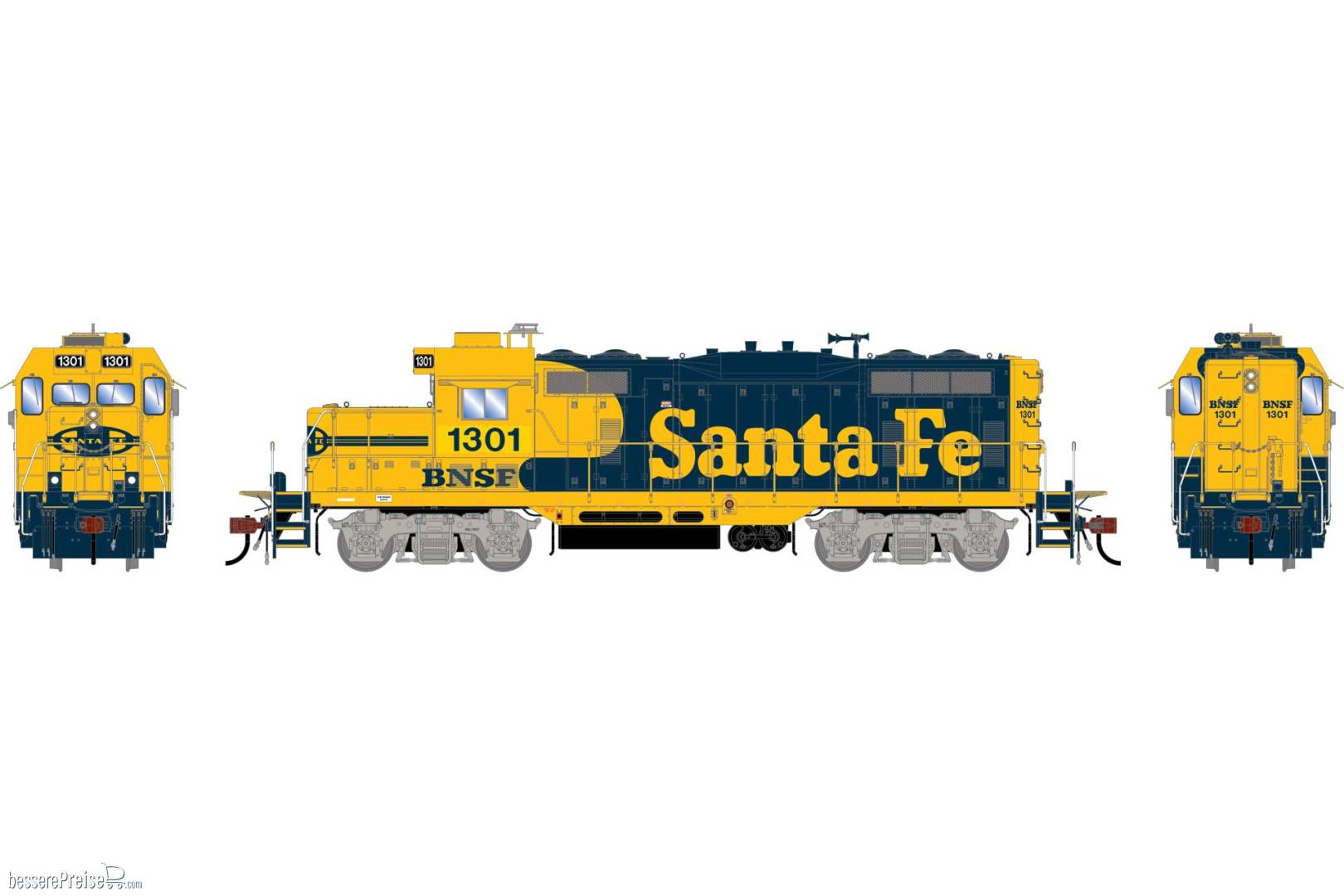 HO GEN GP7u Locomotive w/DCC & Sound BNSF 'Patched ATSF' #1301