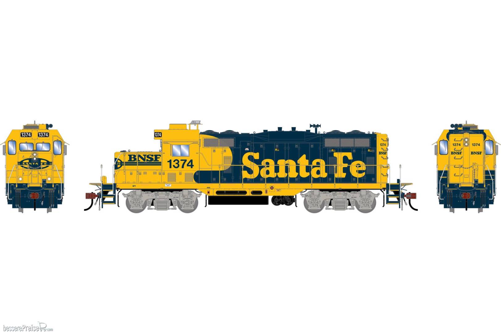 HO GEN GP7u Locomotive w/DCC & Sound BNSF 'Patched ATSF' #1374