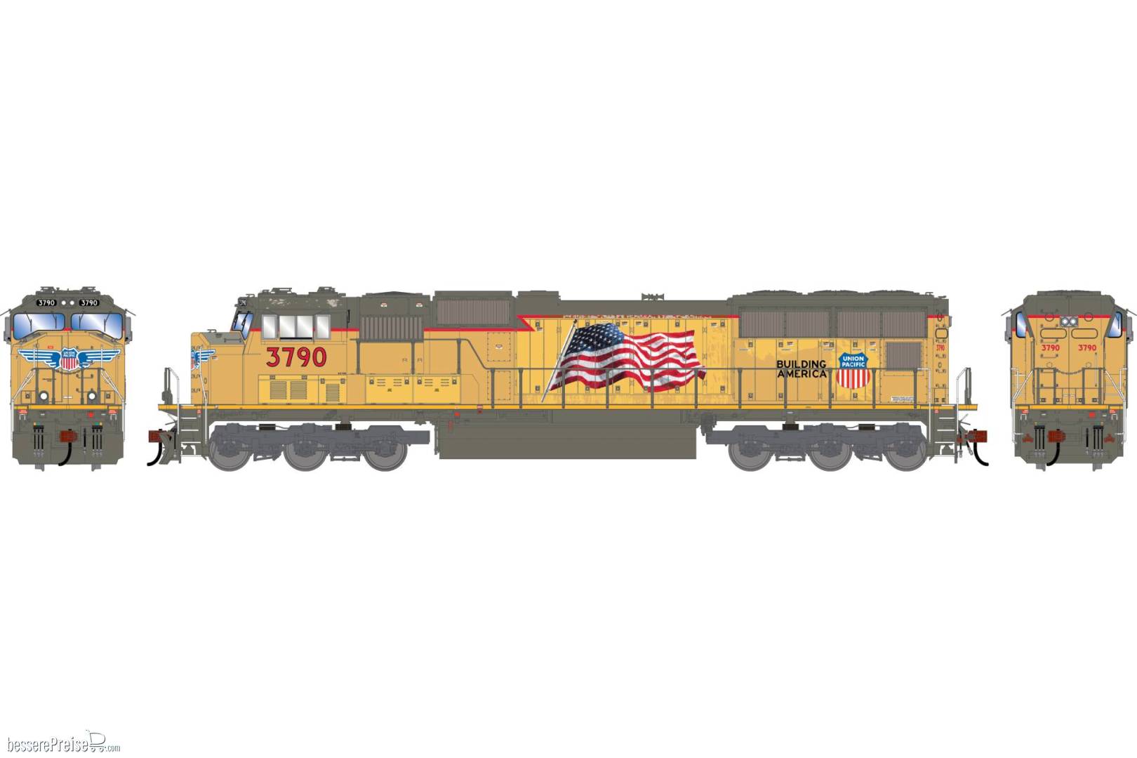 HO GEN SD70M Locomotive w/DCC & Sound PFG UP 'Flared Radiators & PTC' #3790