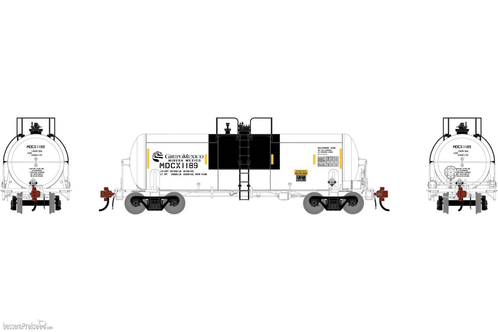 HO GEN UTC 13K Gallon Acid Tank Car MDCX #1189