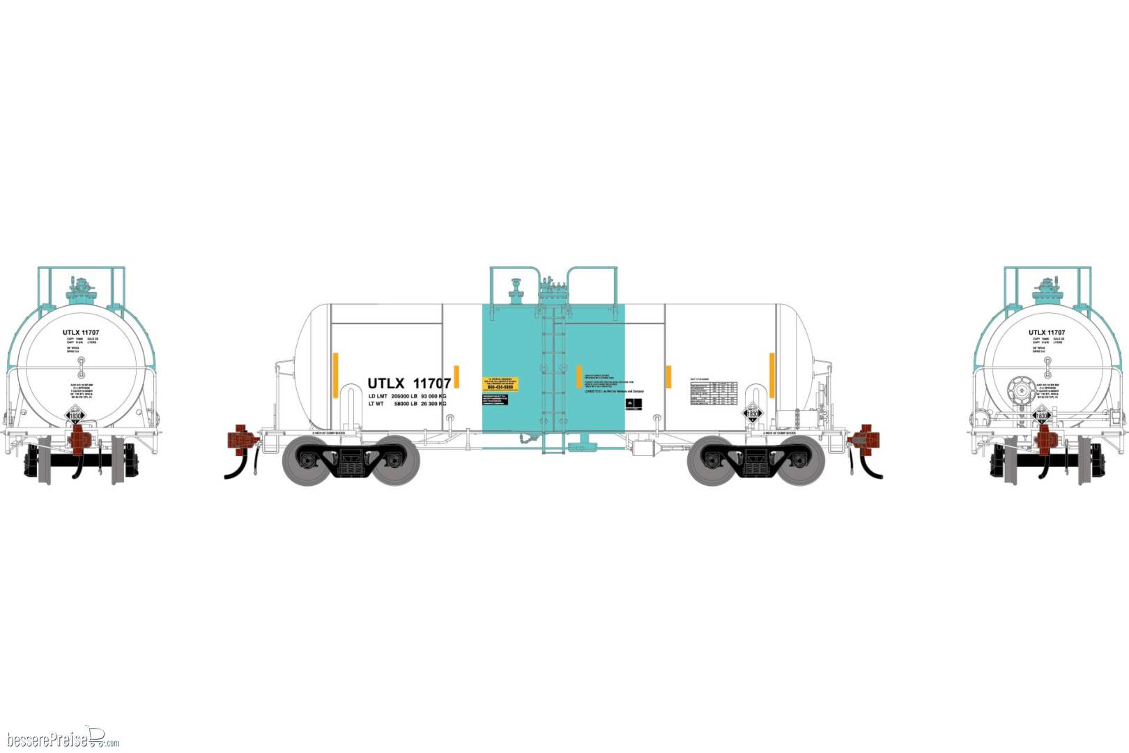 HO GEN UTC 13K Gallon Acid Tank Car UTLX #11707