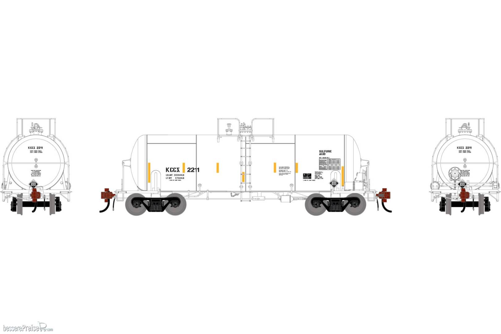 HO GEN UTC 13K Gallon Acid Tank Car KCCX #2211