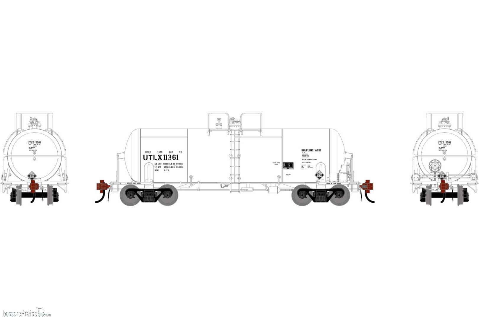 HO GEN UTC 13K Gallon Acid Tank Car UTLX #11361