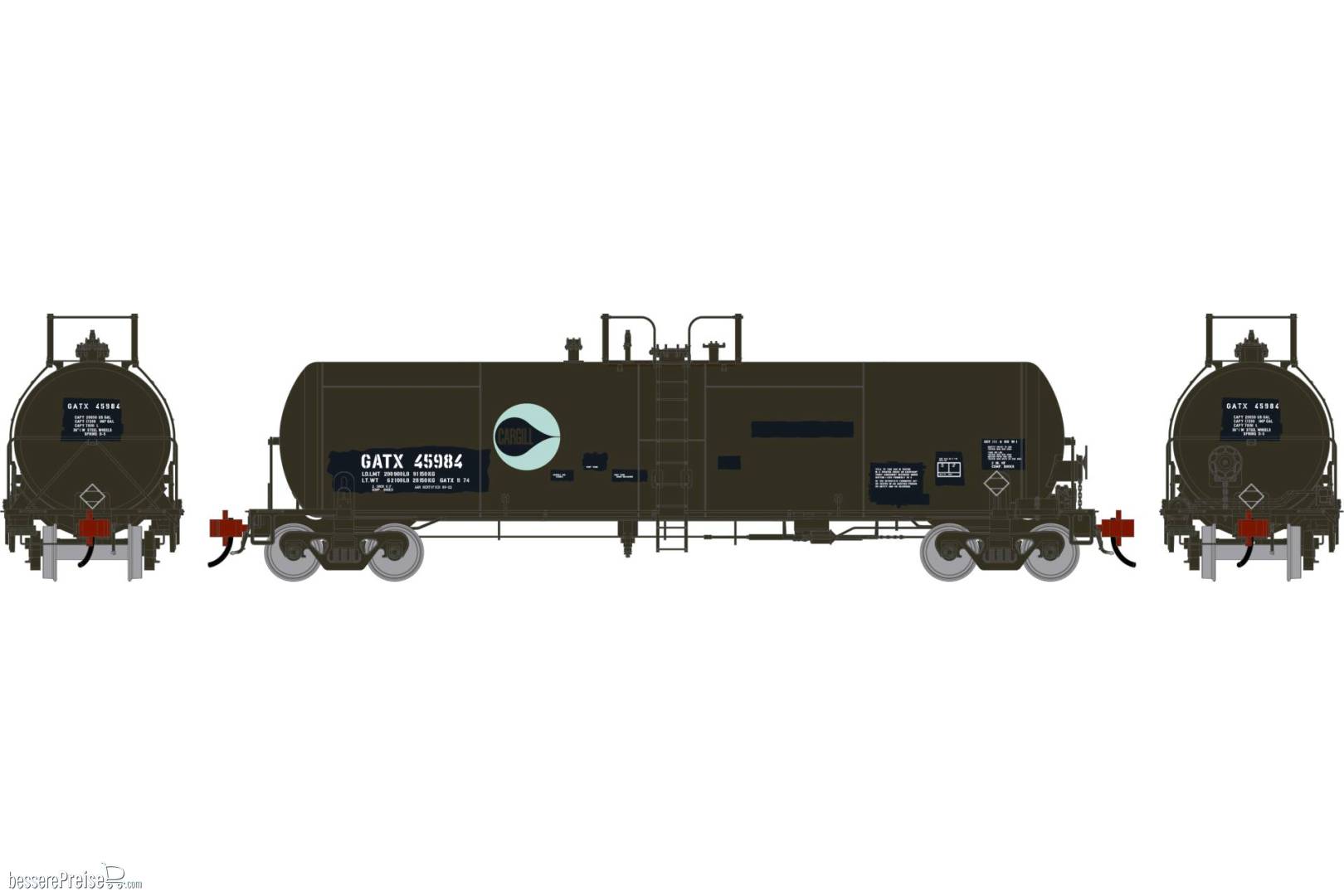 HO GEN GATC 20K Gallon Tank Car Primed For Grime GATX 'Cargill' #45984