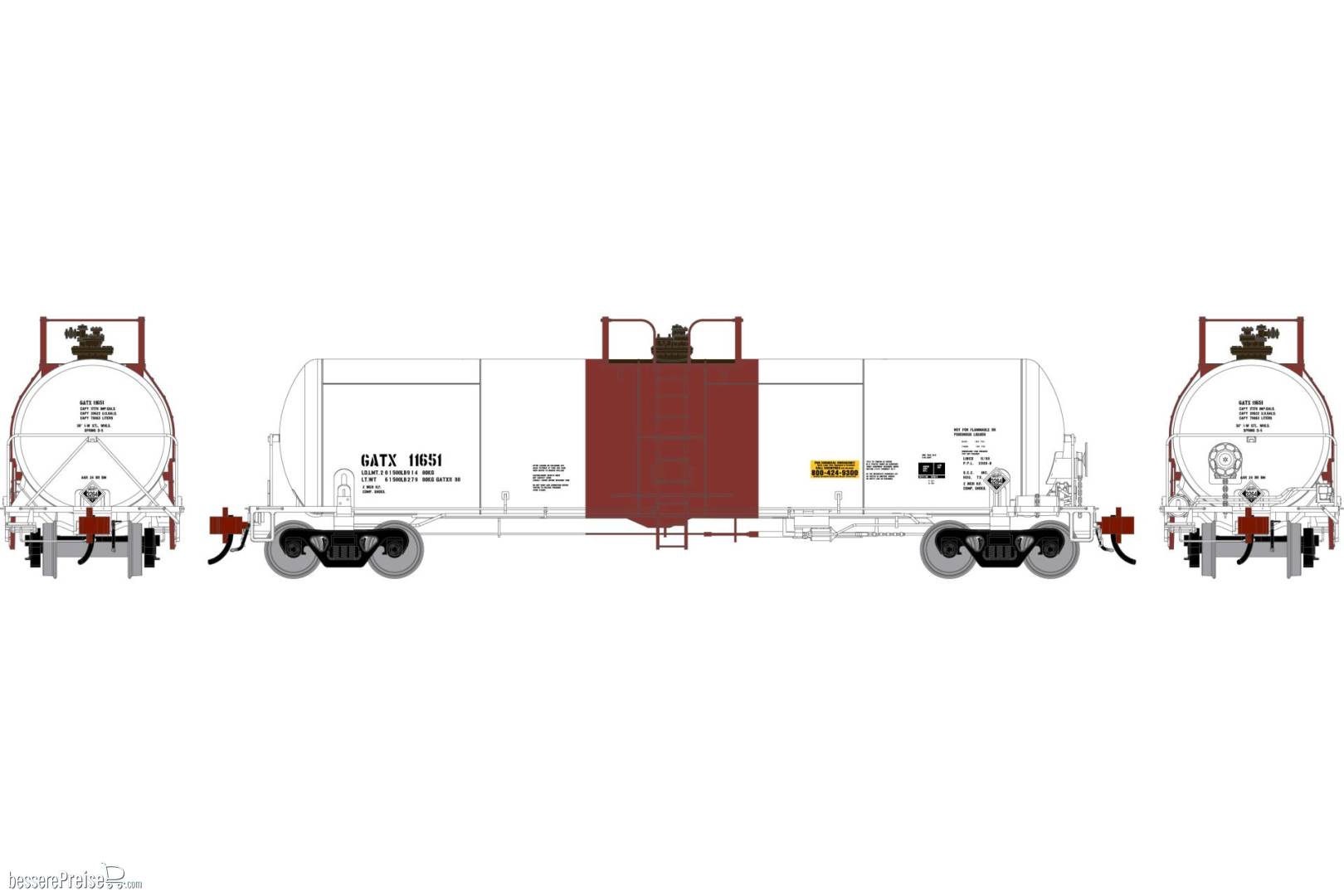 HO GEN GATC 20K Gallon Tank Car GATX 'White w/Red Band' #11651