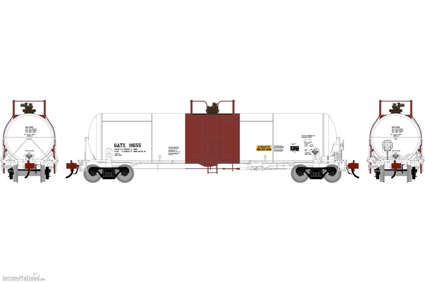 HO GEN GATC 20K Gallon Tank Car GATX 'White w/Red Band' #11655