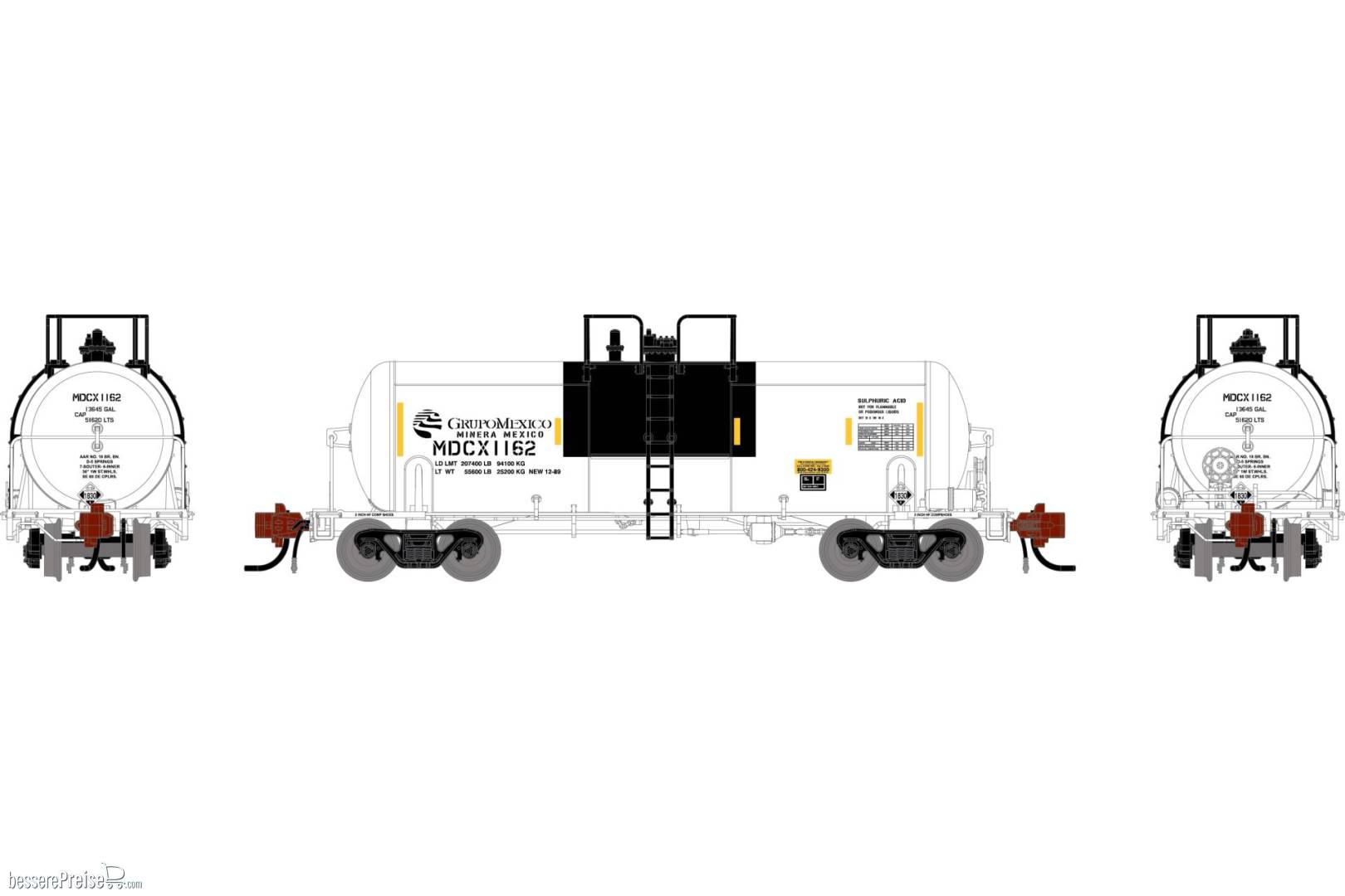 N GEN UTC 13K Gallon Acid Tank Car MDCX #1162