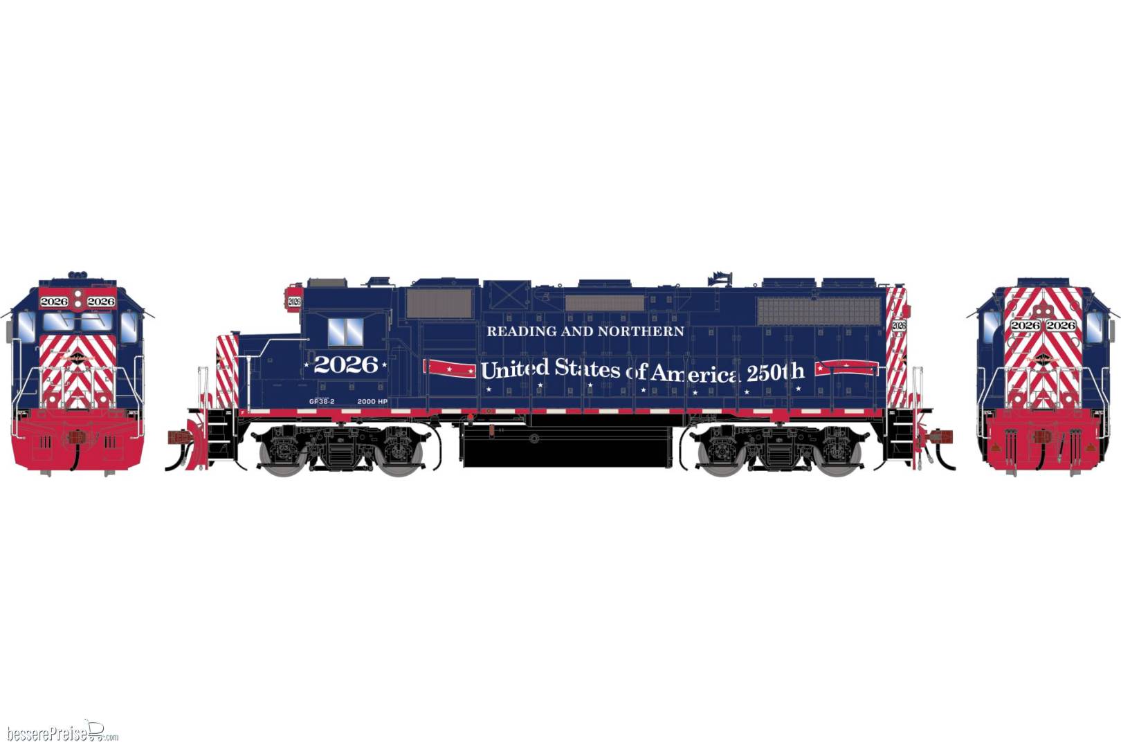 HO GEN GP38-2 Locomotive RBMN '250th' #2026
