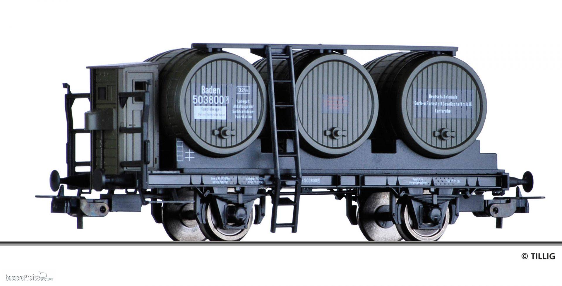 Tillig Spur H0 76734 Güterwagen Weinfasswagen der BadStB in OVP | Condition: Gebraucht