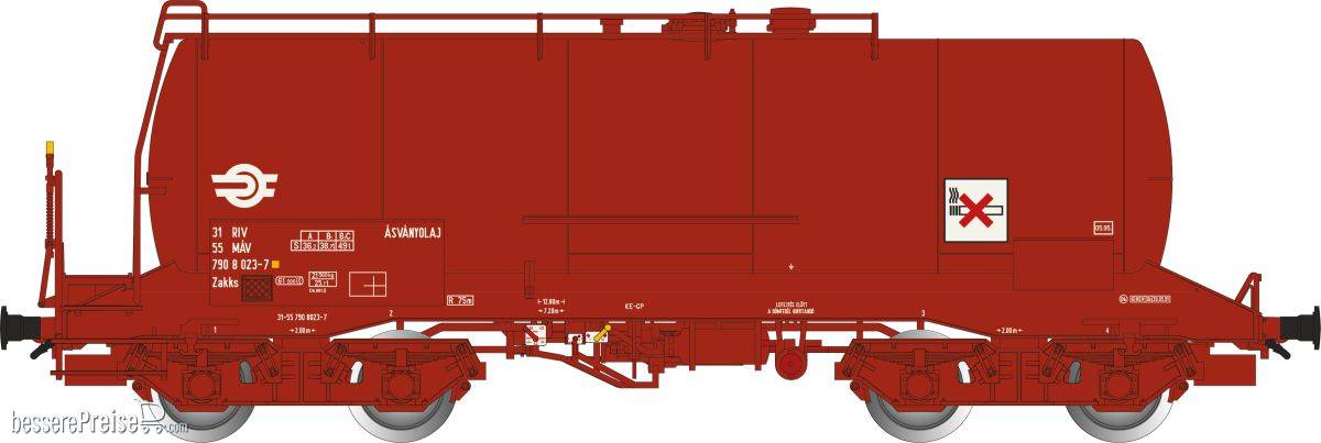 Kesselwagen Zakks der MAV - Ep.V - rote Farbgebung