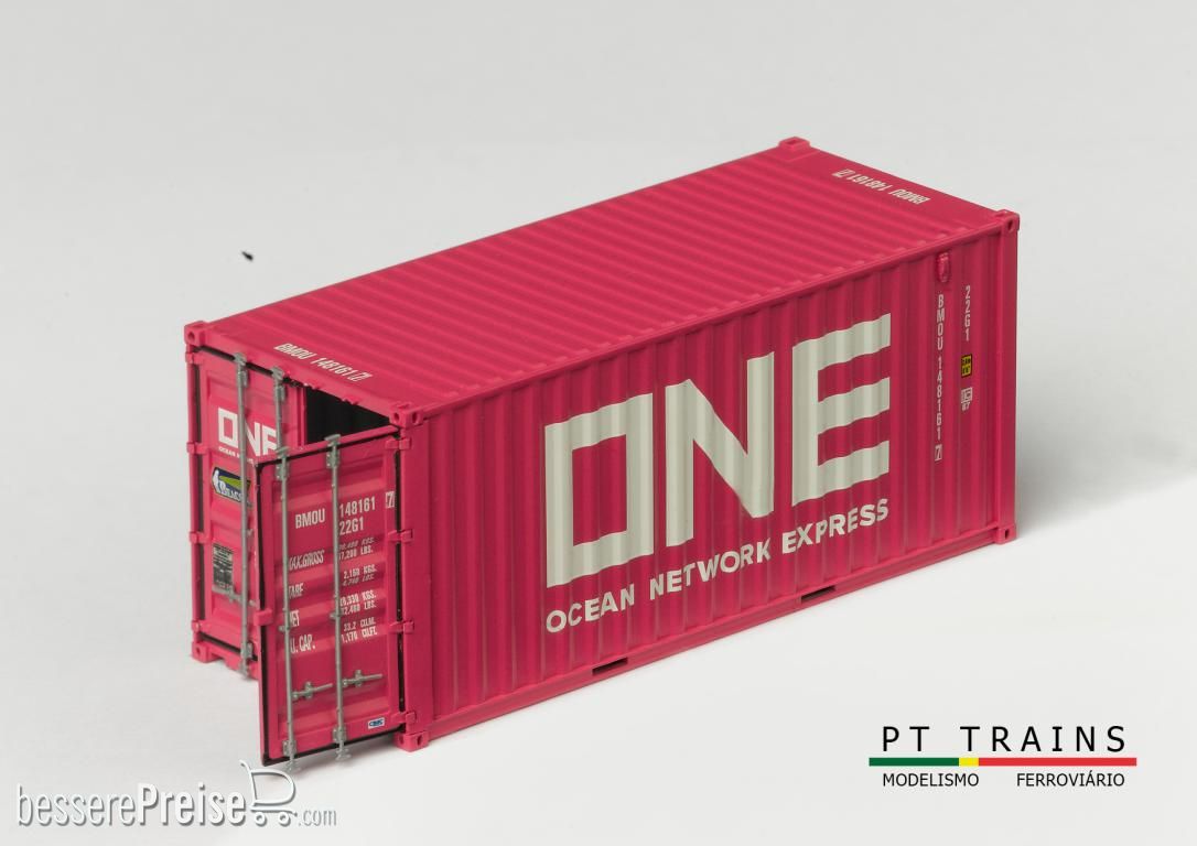 PT Trains H0 (1:87) 820030.2 - Container 20 ́DV ONE / BEACON (BMOU1481617) (Pink) | Modellbahn | Modelleisenbahn