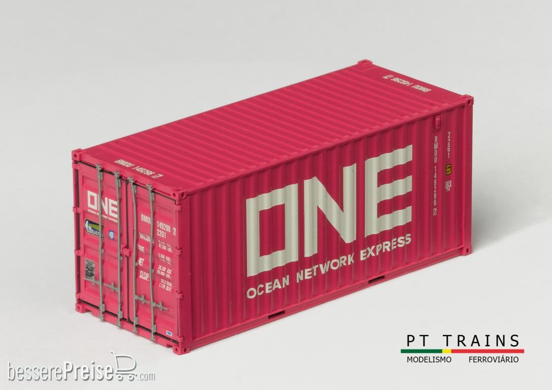 PT Trains H0 (1:87) 820030.3 - Container 20 ́DV ONE (BMOU1492967) (Pink) | Modellbahn | Modelleisenbahn