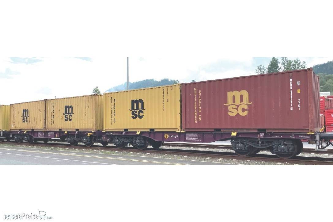 Containertragwagen-Doppeleinheit, 4x 20'-Container MSC