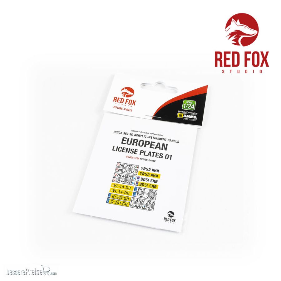 Red Fox Studio RFSQS-24012 - 1/24 European Lincense plates vol.01 | Modellbau