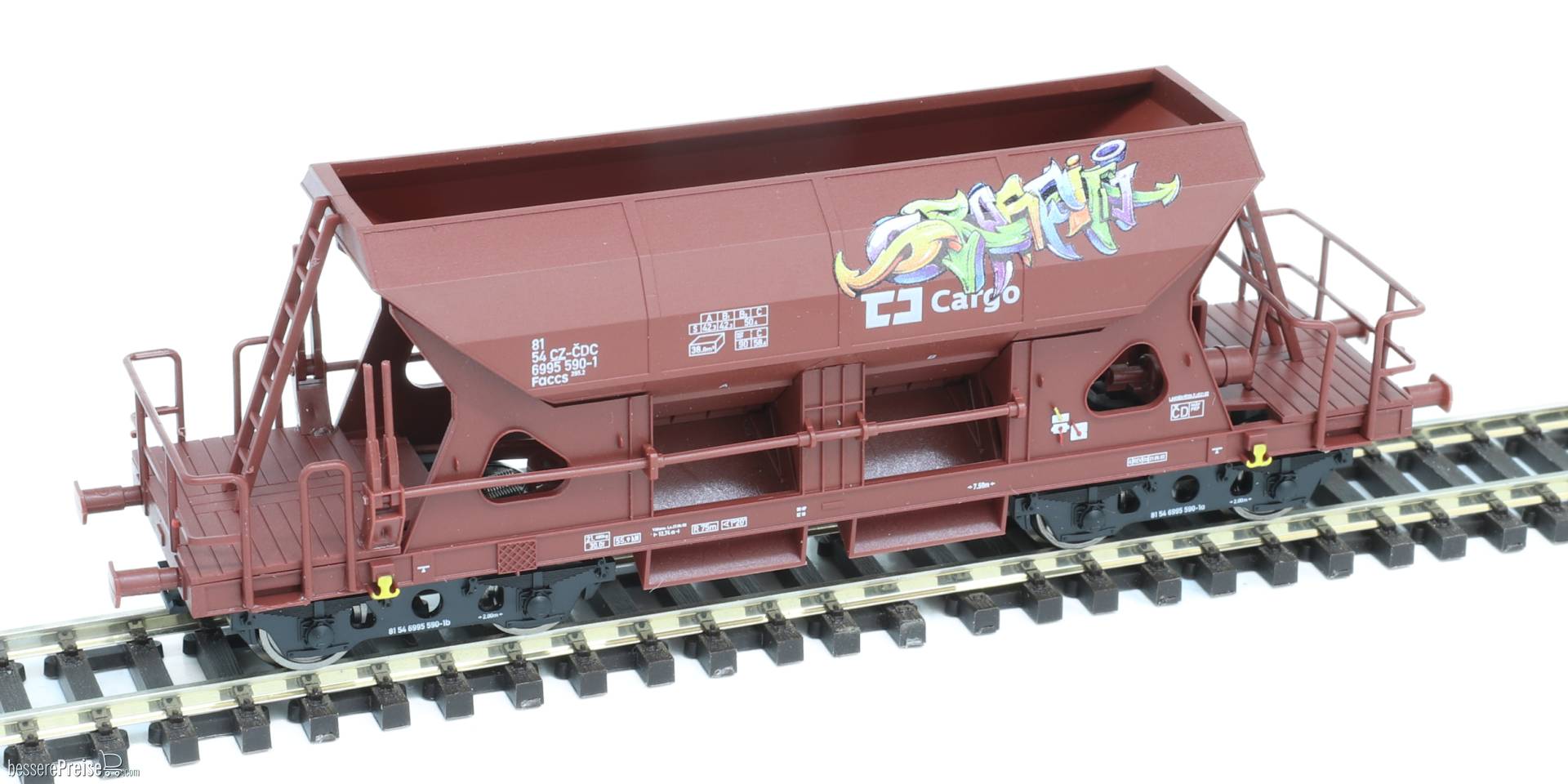 Selbstentladewagen Faccs der CD Cargo - Ep.VI in brauner Farbgebung mit Grafitti