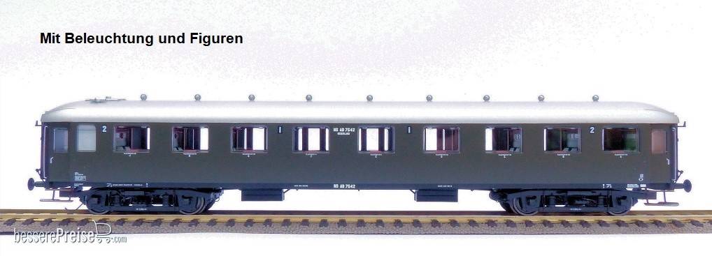 NS AB7542 oliv grün, silbernes Dach. Hohes Klassenbord mit Beleuchtung und figuren