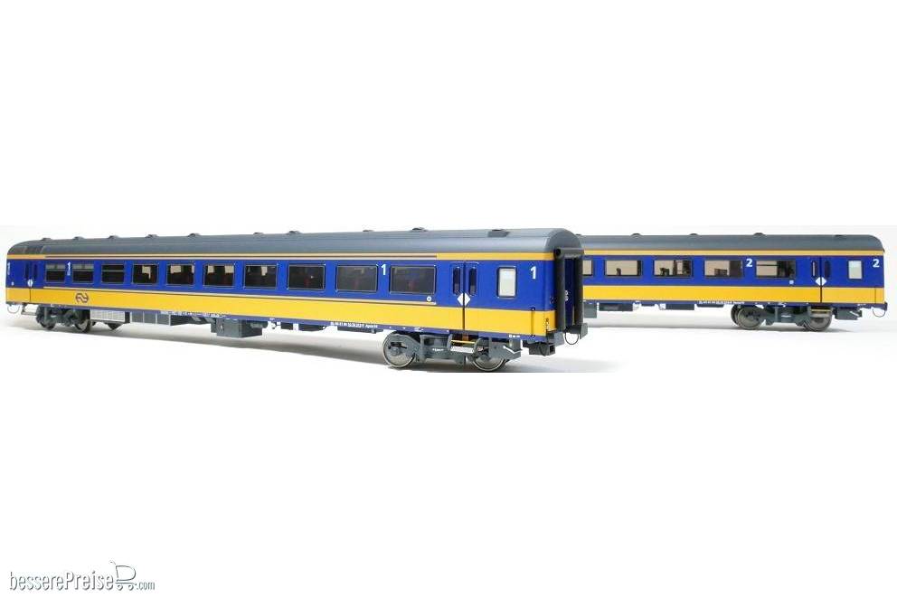2er-Set NS ICRm Den Haag -Eindhoven für den Inlandseinsatz Reisezugwagen Bpmz10 und Reisezugwagen Apmz10 ( Neue Farbe Gelb / Blau)