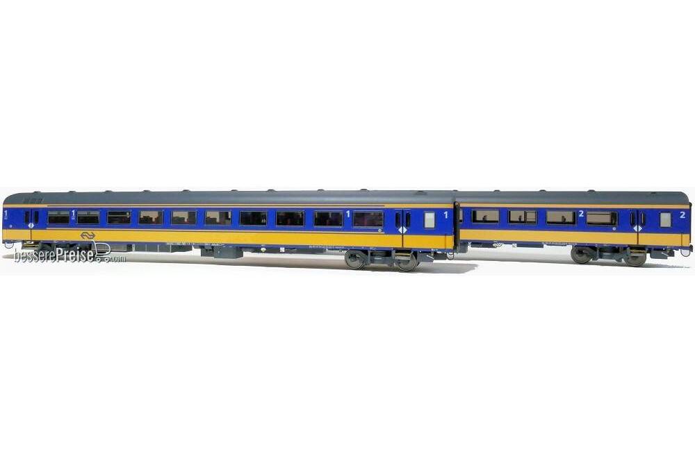 2er-Set NS ICRm Den Haag -Eindhoven für den Inlandseinsatz Reisezugwagen Apmz10 und Reisezugwagen Bpmz10 ( Neue Farbe Gelb / Blau)