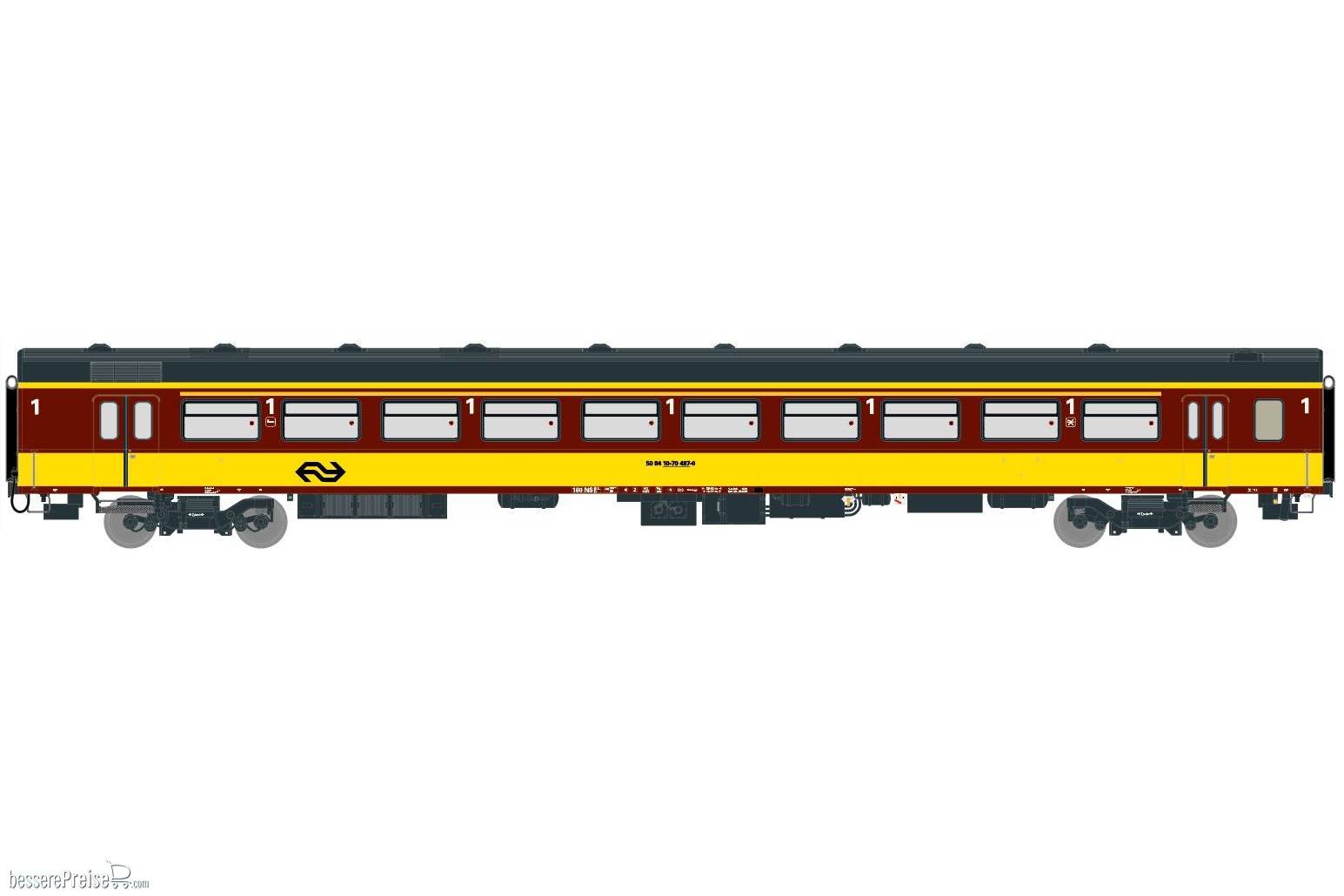 NS ICR (Originalversion) für den Beneluxzug nach Belgien Reisezugwagen A ( Farbe Gelb / Rot)