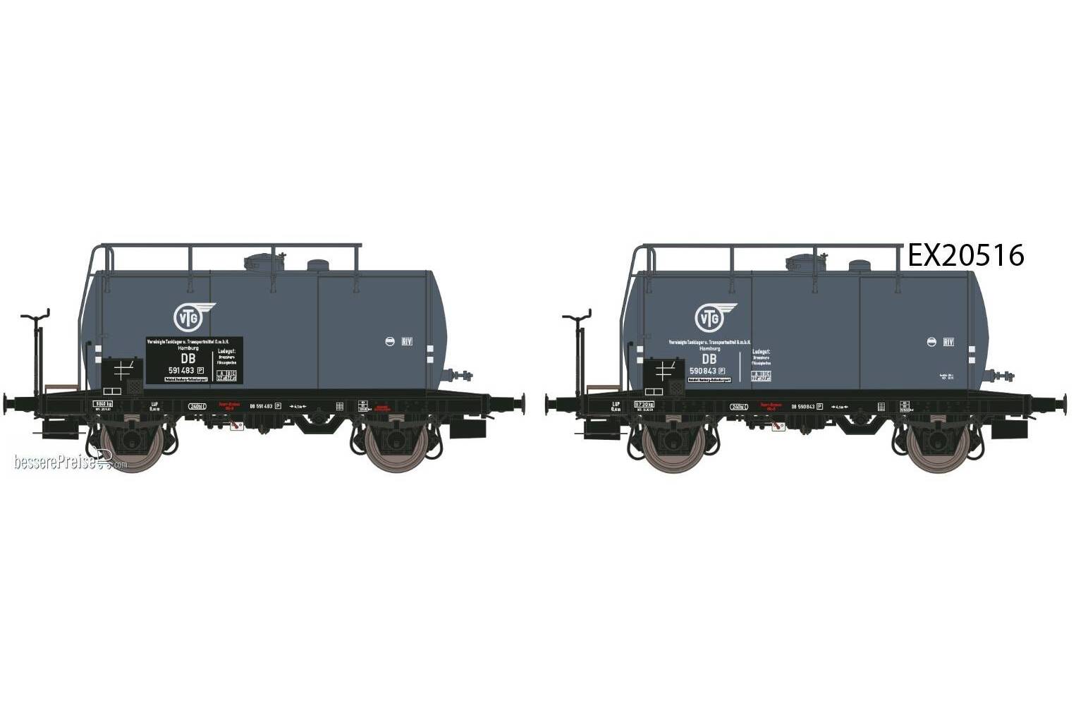 2er-Set DB 24m3 Einheitsbauart Leichtbau-Kesselwagen VTG Altes- Emblem (Ohne Bremserhaus)