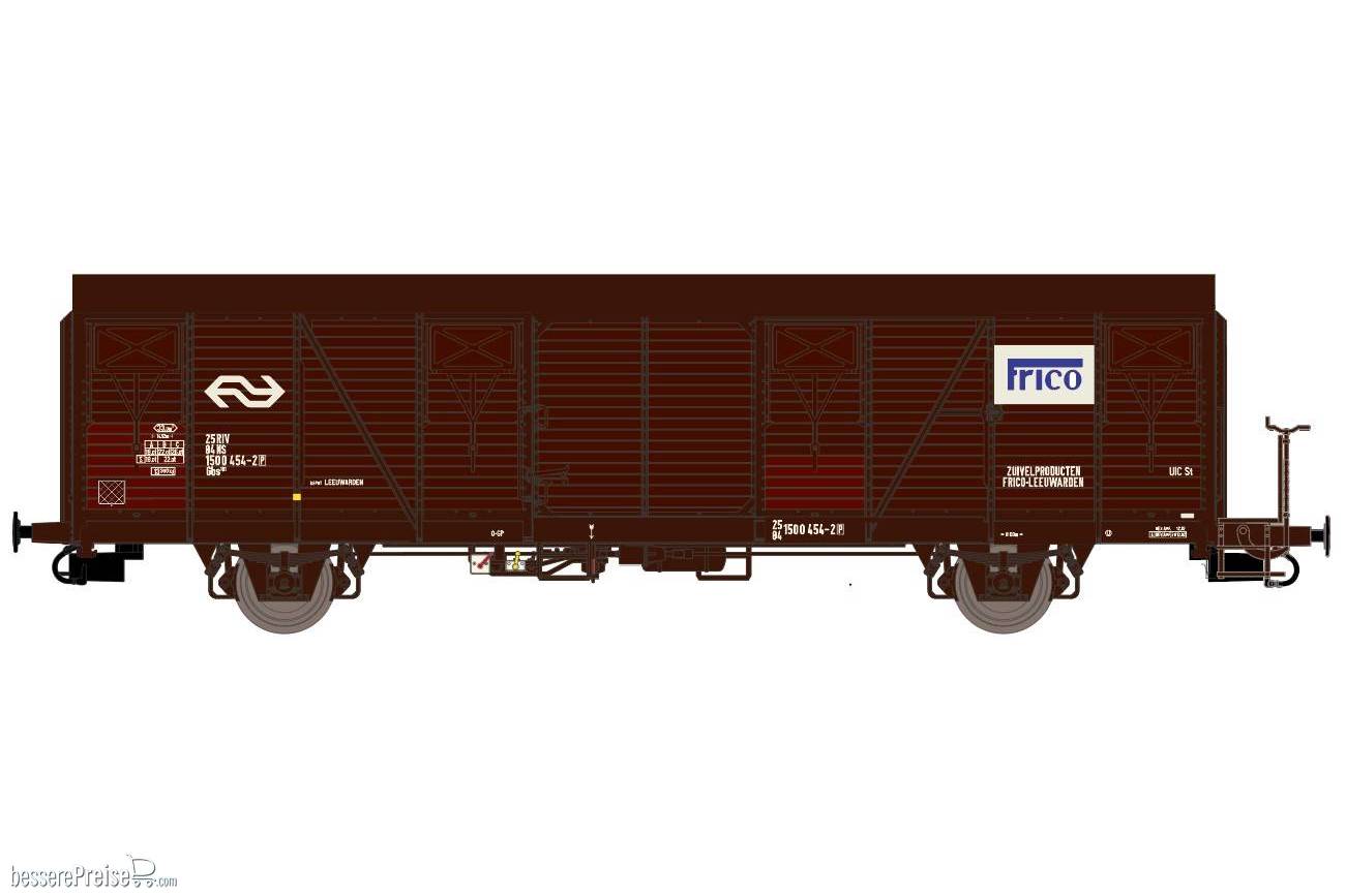 NS GBS Frico Braun und Blau Frico Logo mit Bremserbühne. Mit farbigen Hintergrund