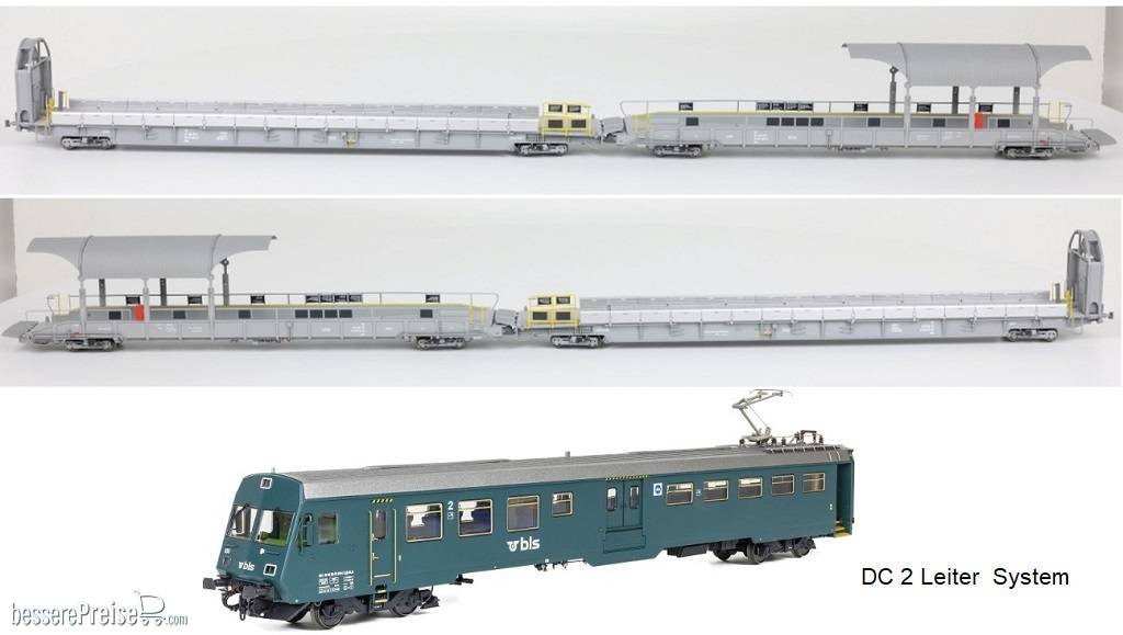 5-er DC Grundset BLS Autoverladezug 1 Talbot (1x Steuerwagen BDt, 2xAuffahrwagenSdt und 2xRampenwagen Sdt) (exklusiv für KML und Niederlande)