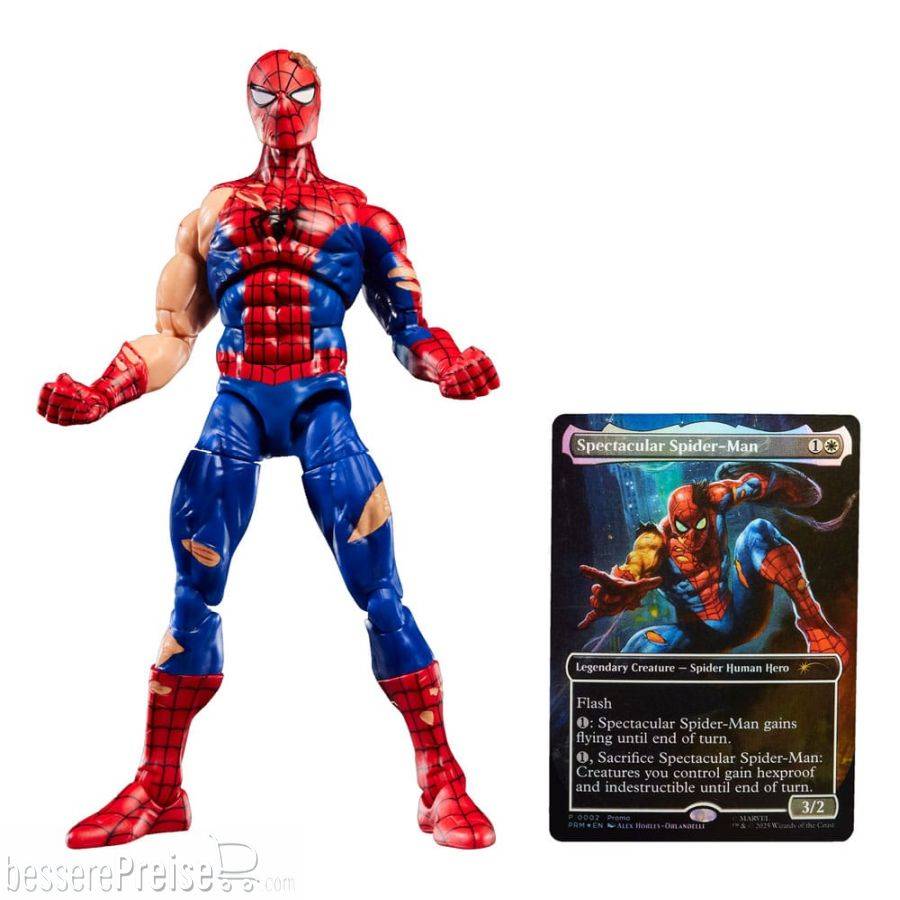 Hasbro HASG0638 - Marvel Legends Magic: The Gathering Actionfigur Battle-Damaged Spider-Man (plus exklusive Foil-Karte) 15 cm