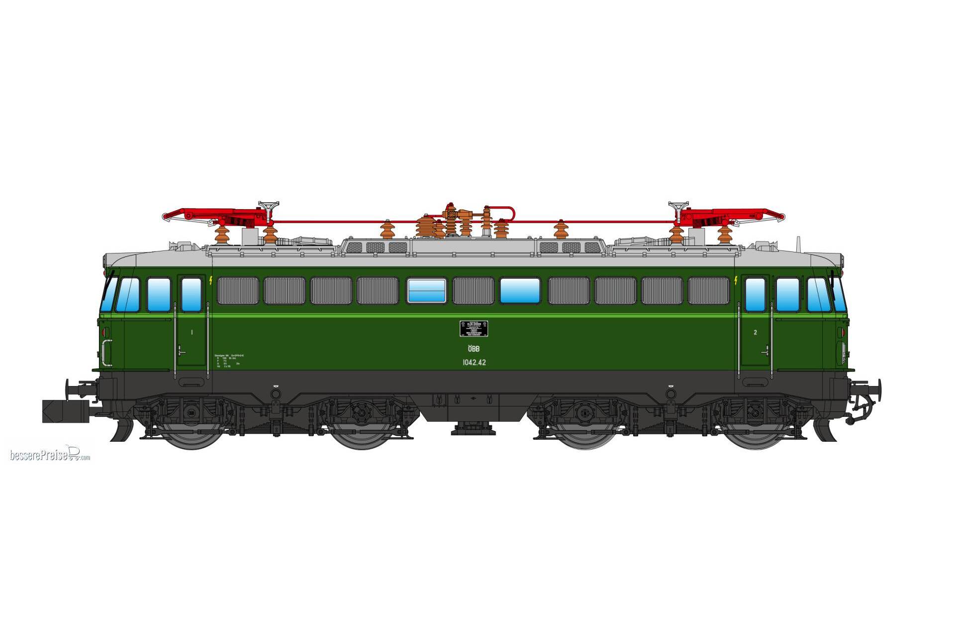 E-Lok Rh 1042 ÖBB, Ep.IV, grün, Sound - Lemke