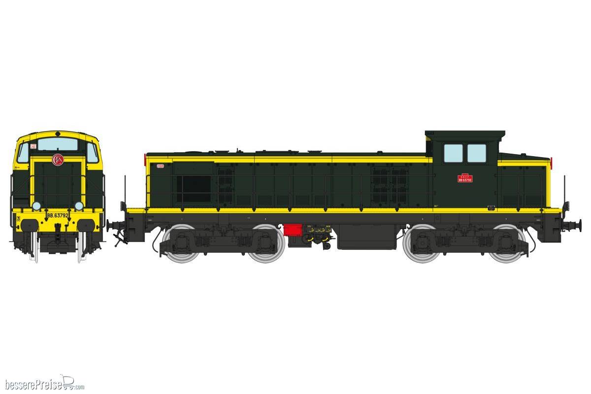 Diesel Locomotive BB 63792 green/yellow 401 black frame, West, Era III - ANALOG