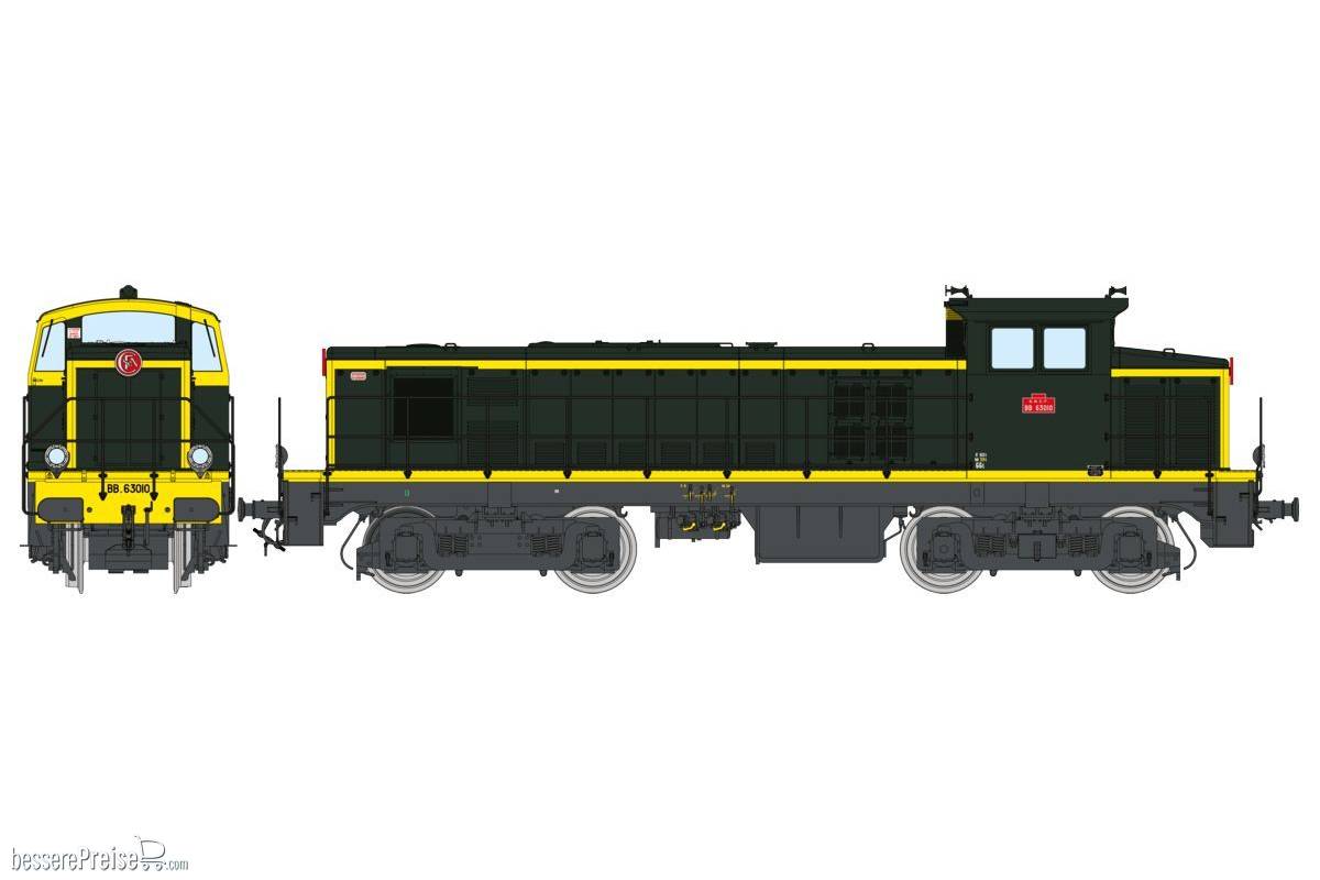 Diesel Locomotive BB 63010 green/yellow, grey frame, Era IV - ANALOG