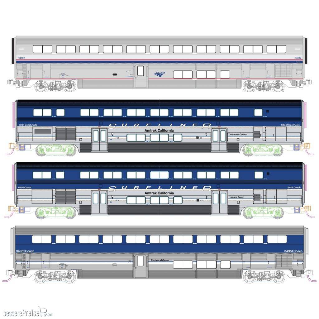 4er Set Personenwagen Surfliner Amtrak, Ep.VI