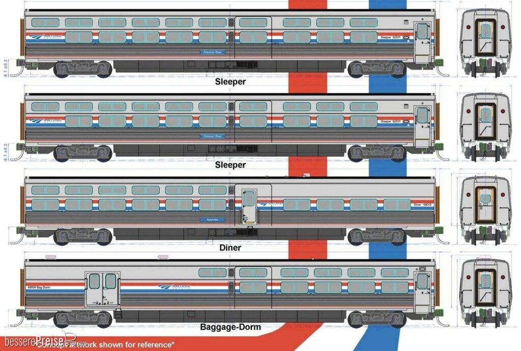 4er Set Personenwagen Amtrak, Ep.IV-V, Phase III