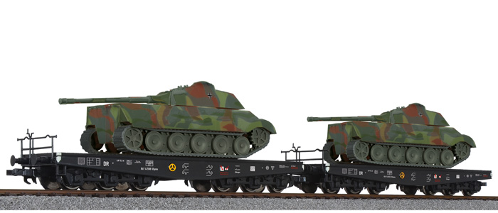 Schwerlasttransportwagen-Set, 2-teilig, DRB, Epoche II