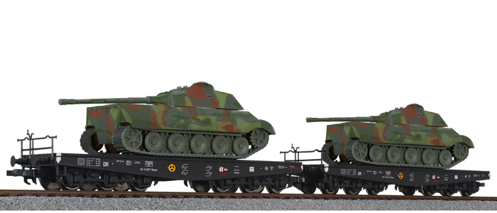 Schwerlasttransportwagen-Set, 2-teilig, DRB, Epoche II