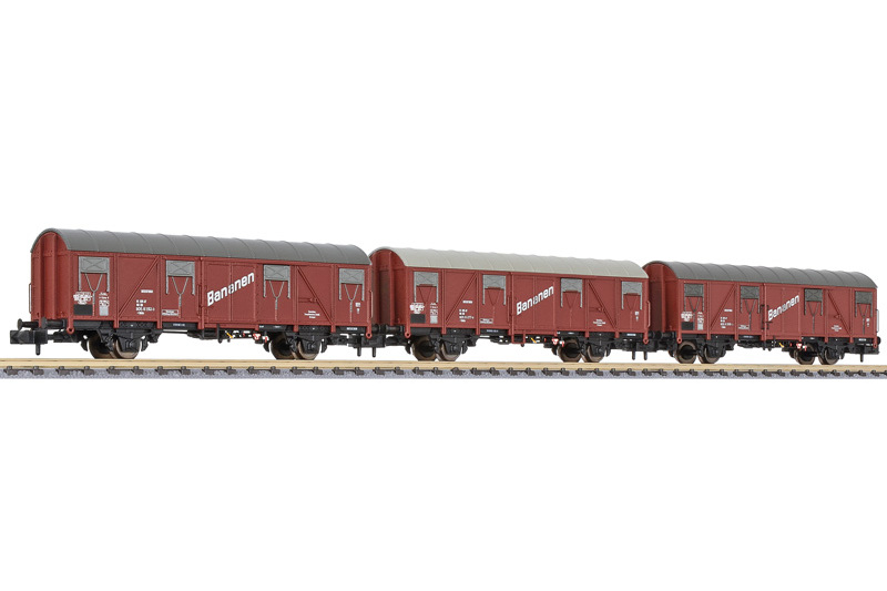 Liliput N L260144 - 3-tlg. Set ged. Güterwg., Ibblps 393, BANANEN, DB, Ep.IV | Modellbahn | Modelleisenbahn