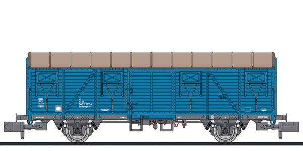 Liliput Bahndienstwg., Gerätewagen 633, ozeanblau, Bretterwände, DB, Ep.IV L265043