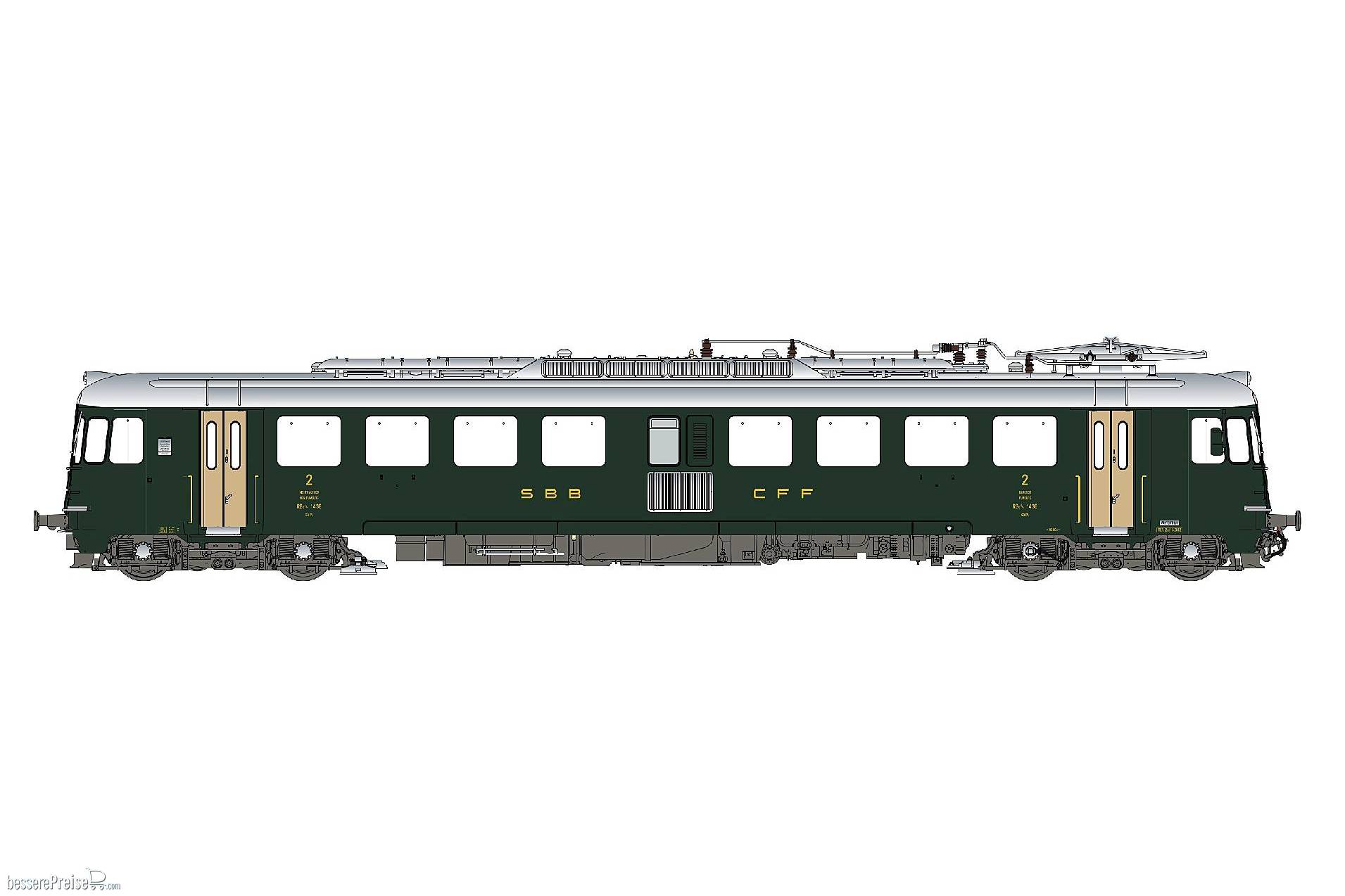 Triebwagen RBe 4/4 SBB, Ep.IV, grün, altes Logo