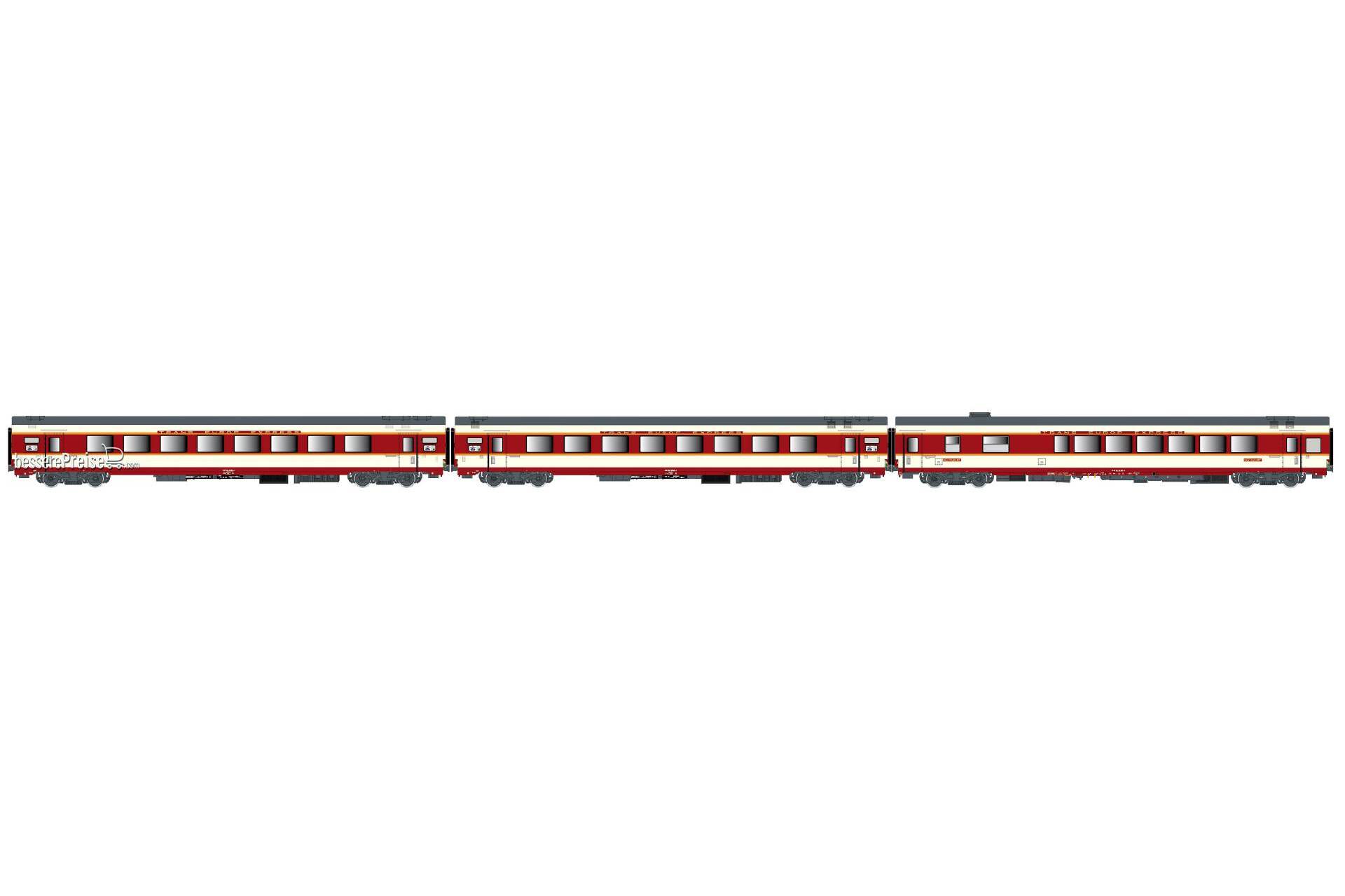 3er Set GC Personenwagen A8tu+A8u+Vru SNCF, Ep.IV, Etendard, - Lemke