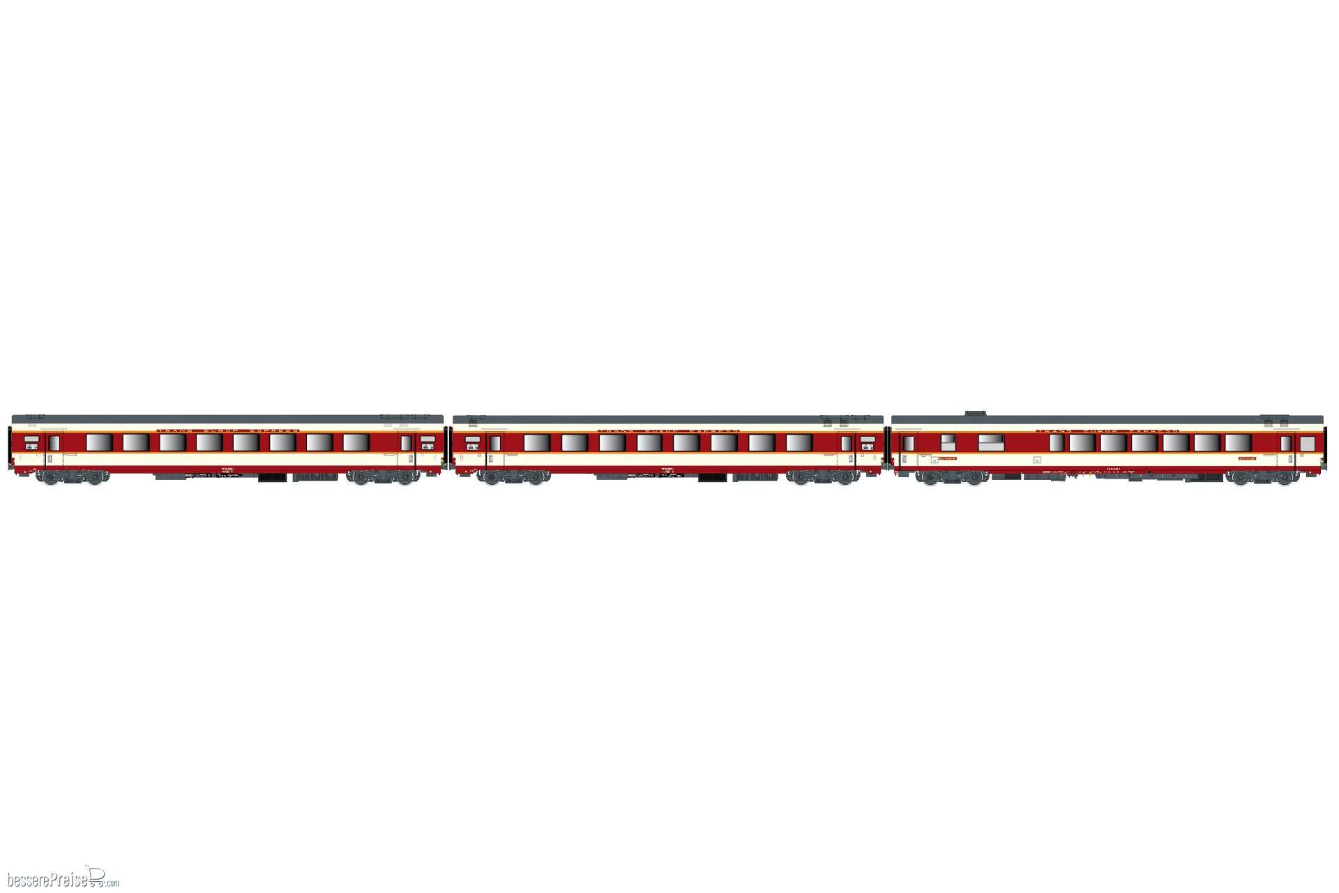 3er Set GC Personenwagen A8tu+A8u+Vru SNCF, Ep.IV, Etendard - Lemke