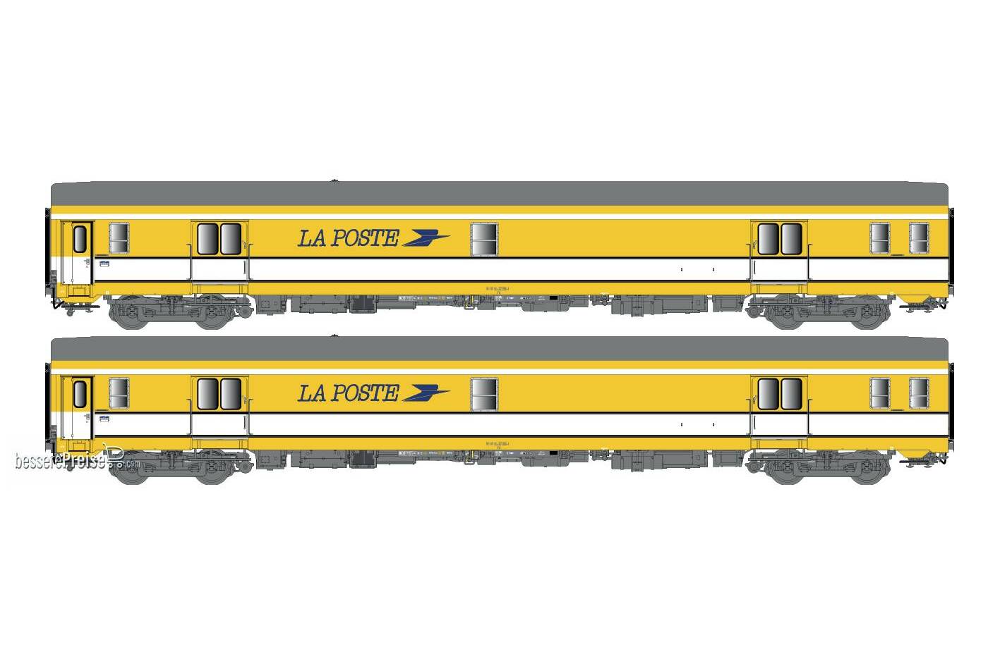 2er Set Postwagen PA UIC SNCF La Poste gelb Ep. IV - Lemke