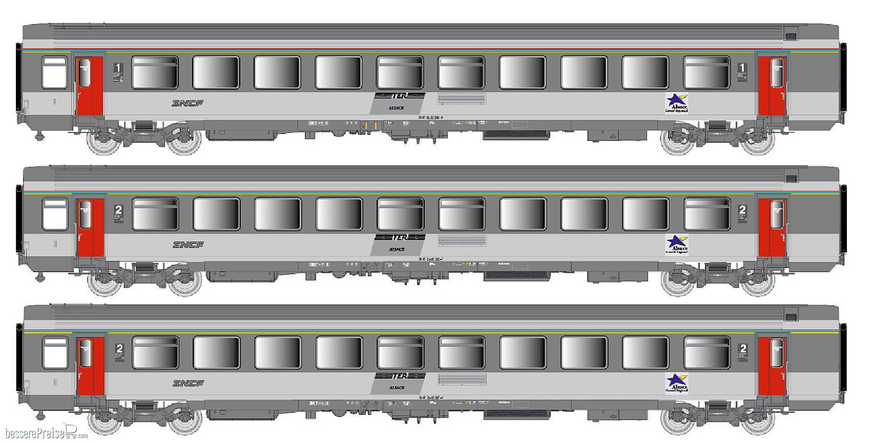3er Set Personenwagen VTU A10tu+B11tu+B11tux SNCF, Ep.V, IB - Lemke