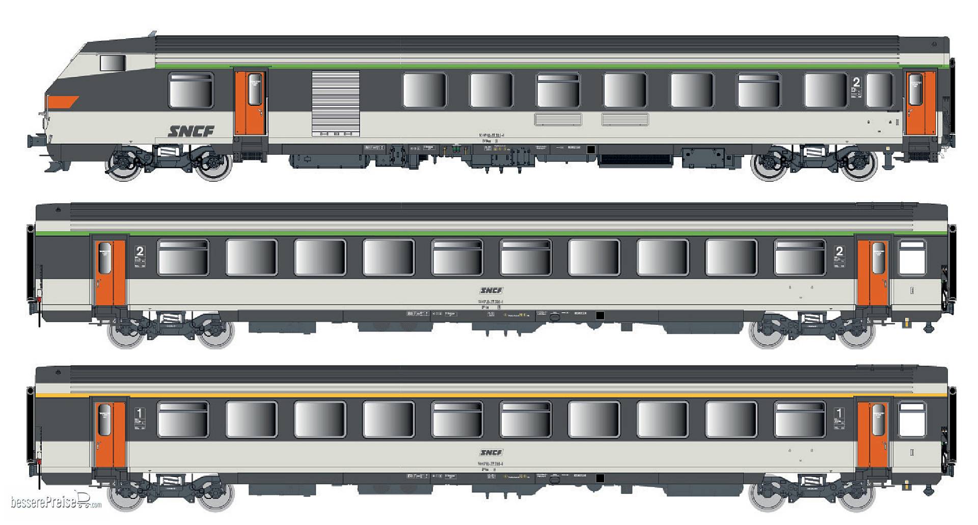 3er Set Personenwagen VU+VTU SNCF, Ep.IV - Lemke