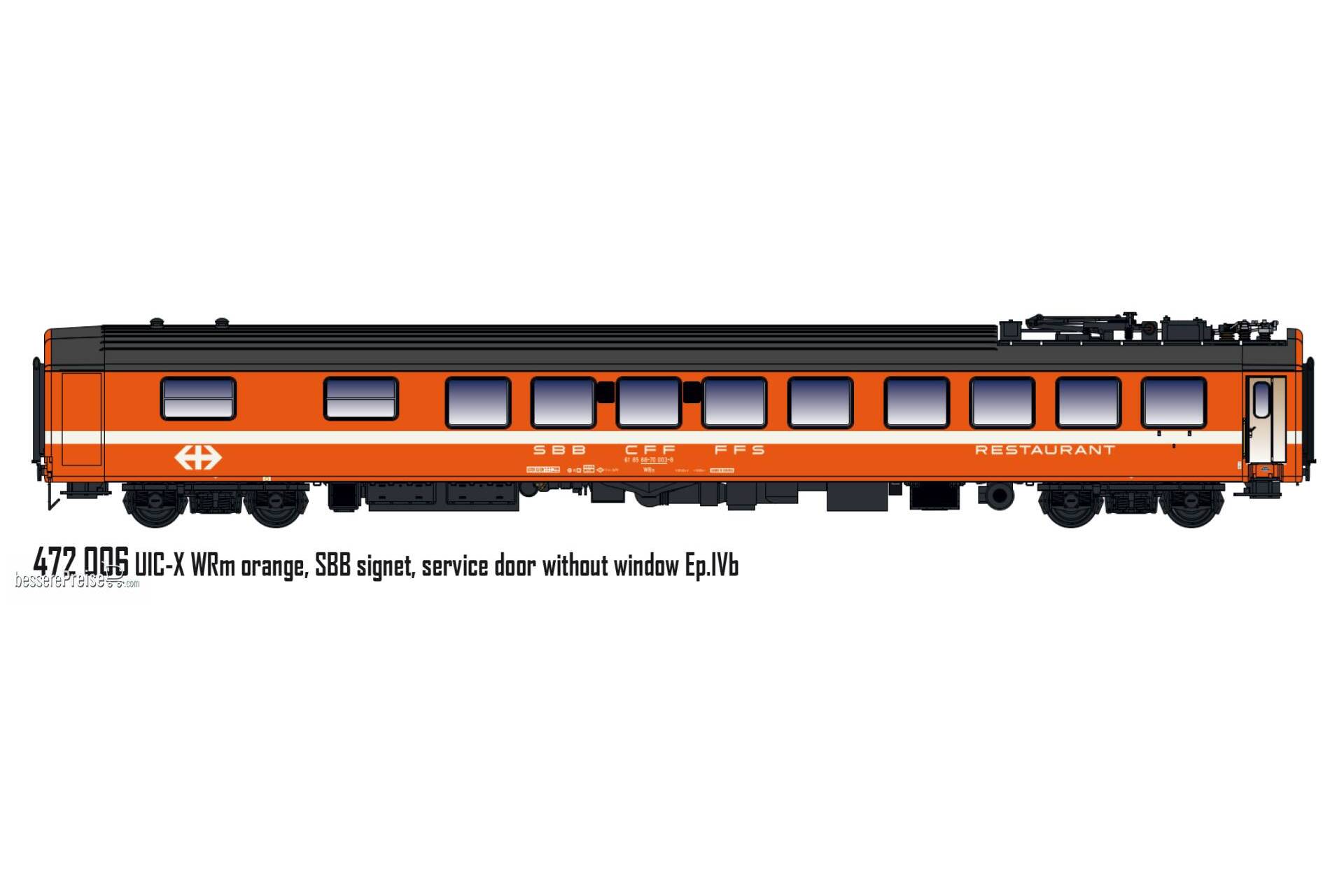 UIC-X Speisewagen WRm SBB, Ep.IVa, orange - Lemke