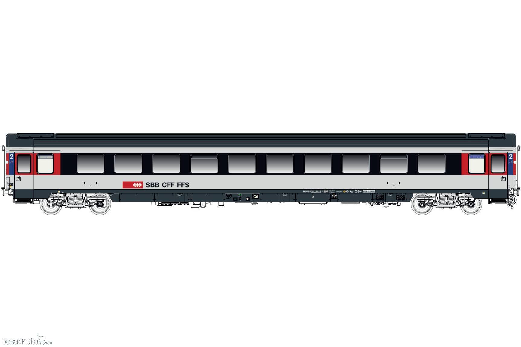 Personenwagen UIC Z1 B- 2.Kl. SBB IC, Fahrradlogo Ep. V-VI - Lemke