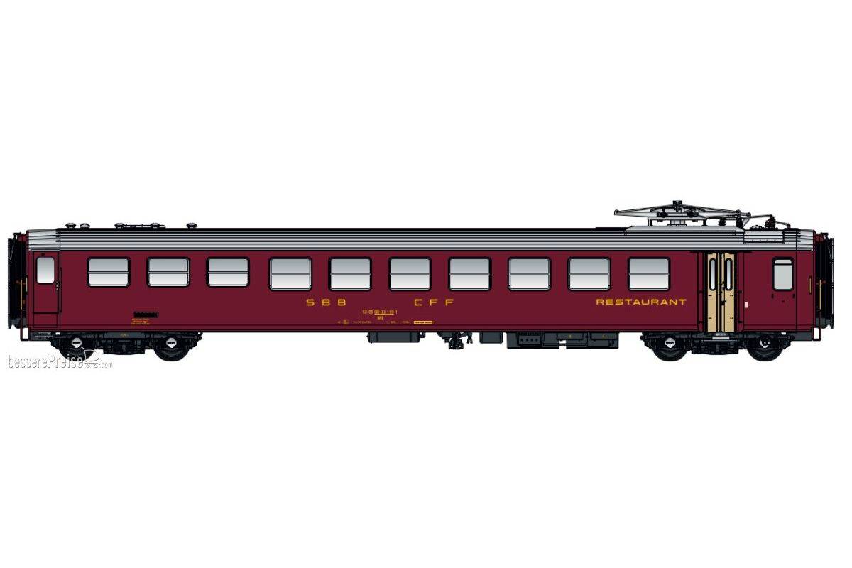 Speisewagen EW I WR – SBB, Ep.IVa, Faltenbalg, rot