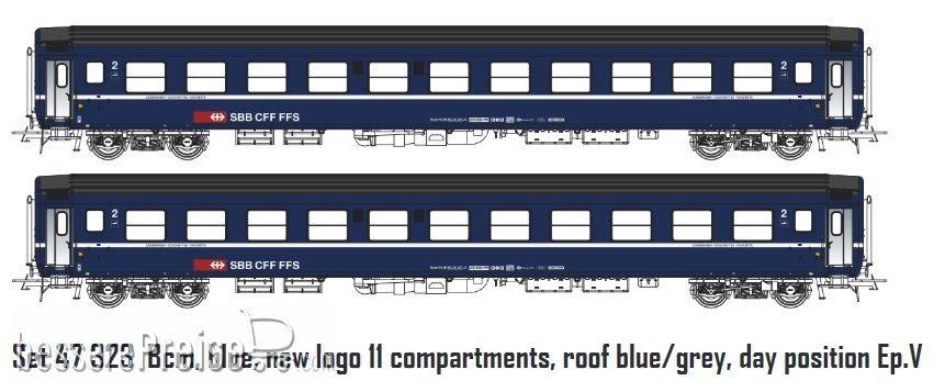 2er Set SBB Liegewagen RIC Bcm blau Ep.V Tagposition