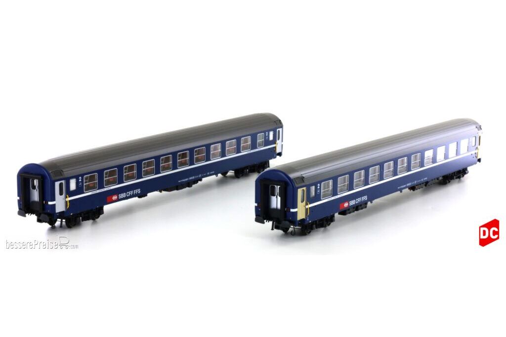 2er Set SBB Liegewagen RIC Bcm blau Ep.IV/V Nachtposition - Lemke