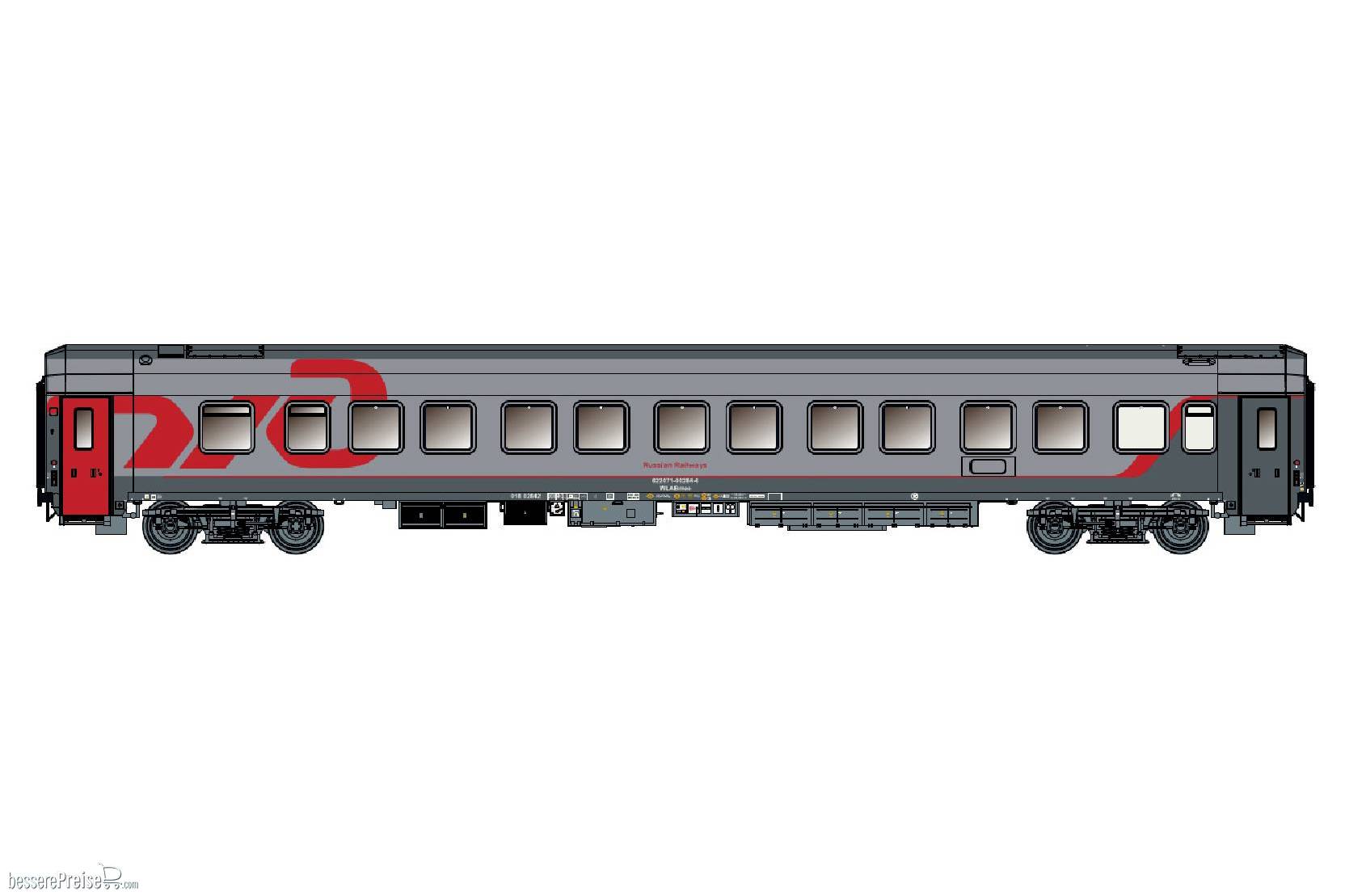 Schlafwagen WLABmee RZD, Ep.VI, grau - Lemke